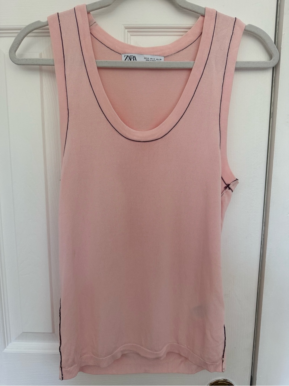 ZARA Pink Knit with Brown Contrast Stitch